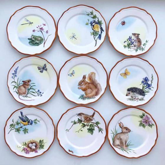 тарелки роспись с животными и цветами